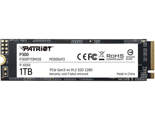 SSD PATRIOT P300 1TB M.2 PCIE NVMe 3D NAND Kirjoitusnopeus 1650 Mt/s Lukunopeus 2100 Mt/s...