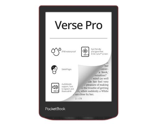 E-lukija POCKETBOOK Verse Pro 6" 1072x1448 1xUSB-C Langaton LAN Bluetooth Punainen PB634-3-WW PB634-3-WW PB634-3-WW