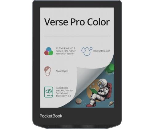 E-lukija POCKETBOOK POCKETBOOK Verse Pro Color 6" 1072x1448 1xUSB-C Langaton lähiverkko Bluetooth Tummansininen PB634K3...