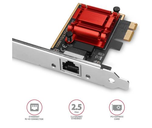 VERKKOKORTTI PCIE 2.5GBE 1PORT/SP&amp;amp;LP PCEE-G25 AXAGON