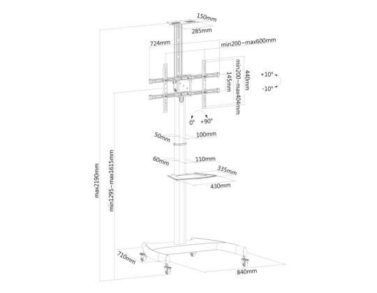 Teler ACC -LATTIAJALINEEN tulee olla 37-70" PLASMA-M1900E NEOPOUNTS
