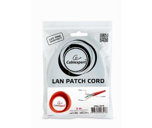 PATCH-KAAPELI CAT6 UTP 3M/PUNAINEN PP6U-3M/R GEMBIRD
