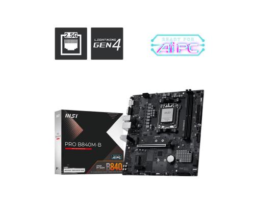 Emolevy MSI AMD B840 SAM5 Micro-ATX Muisti DDR5 Muistipaikat 2 PROB840M-B