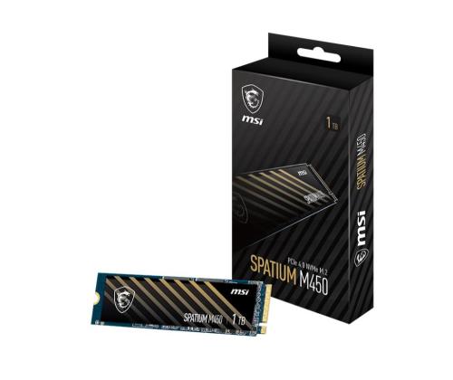 SSD MSI SPATIUM M450 1TB M.2 PCIe Gen4 NVMe 3D NAND Kirjoitusnopeus 2400 Mt/s Lukunopeus 3400...