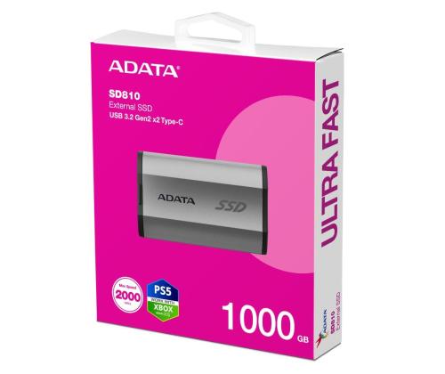 Ulkoinen SSD ADATA SD810 2TB USB-C Kirjoitusnopeus 2000 Mt/s Lukunopeus 2000 Mt/s SD810...