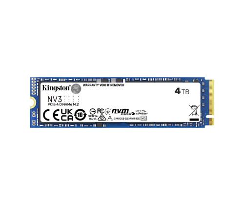 SSD KINGSTON NV3 4TB M.2 PCIE 3D NAND Kirjoitusnopeus 5000 Mt/s Lukunopeus 6000 Mt/s MTBF...