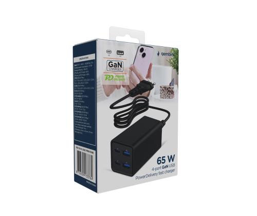 LATURI USB UNIVERSAL 4P 65W/TA-UC-2A2C-PD65-01-BK GEMBIRD