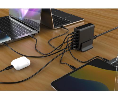 LATURI USB UNIVERSAL 6P 75W/TA-UC-2A4C-PD75-01-BK GEMBIRD GEMBIRD