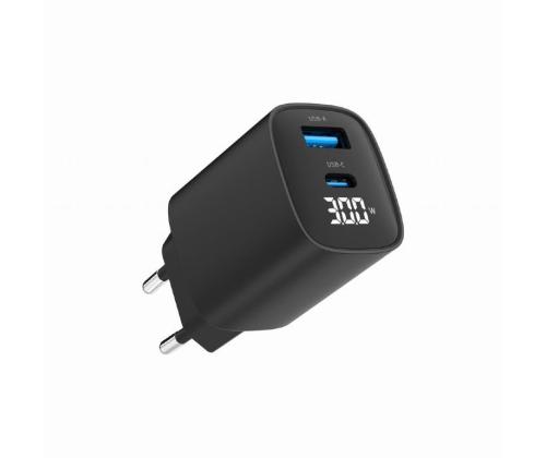 LATURI USB 30W 2PORT/TA-UC-PDQC30LCD-BK-01 GEMBIRD