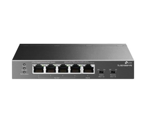 Kytkin TP-LINK TL-SG1005P-PD Työpöytä/jalusta 5x10Base-T / 100Base-TX / 1000Base-T PoE+ portit 5...