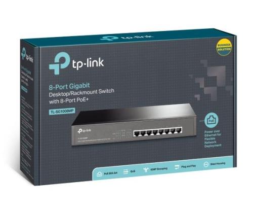 Kytkin TP-LINK Työpöytä/jalusta Rack PoE+ portit 8 TL-SG1008MP