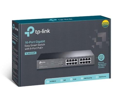 Kytkin TP-LINK Työpöytä/jalusta 16x10Base-T / 100Base-TX / 1000Base-T PoE+ portit 8 TL-SG1016PE