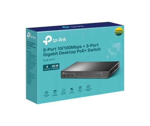 Kytkin TP-LINK Työpöytä/jalusta 8x10Base-T / 100Base-TX 1xSFP 2xRJ45 PoE+-portit 8 65 wattia TL...