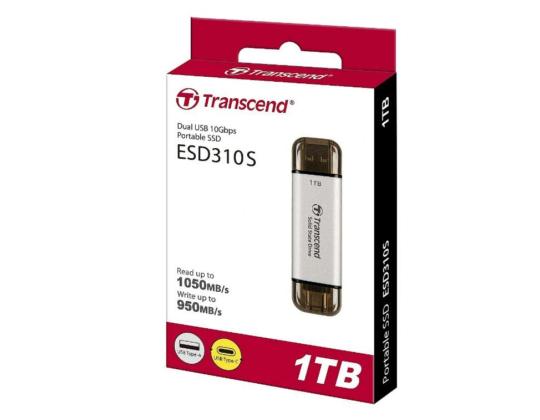 Ulkoinen SSD TRANSCEND ESD310 1TB USB-C USB 3D NAND Kirjoitusnopeus 950 Mt/s Lukunopeus 1050...