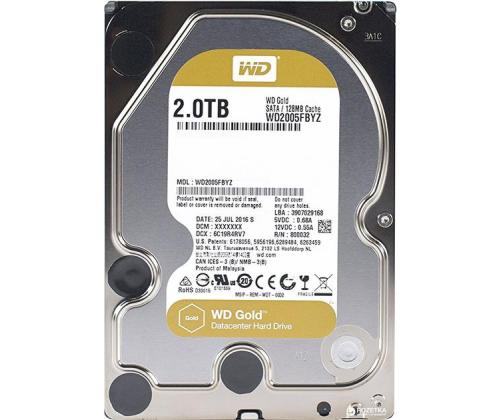 HDD WESTERN DIGITAL Gold 2TB SATA 3.0 128 Mt 7200 rpm 3,5" WD2005FBYZ