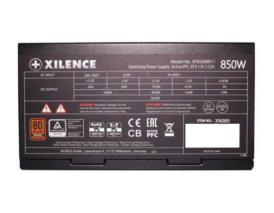 Virtalähde XILENCE 850 Watts Efficiency 80 PLUS BRONZE PFC Active XN089