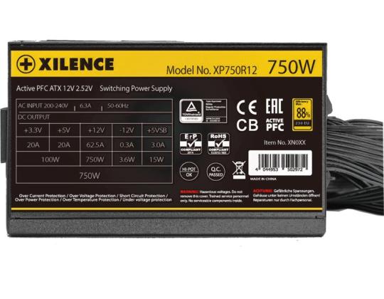 Virtalähde XILENCE 750 Watts Efficiency 80 PLUS GOLD PFC Active XN335