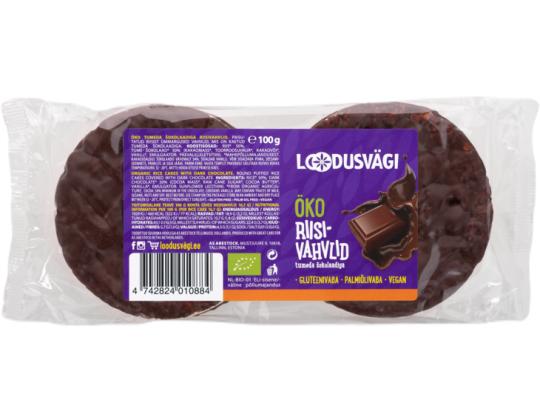 LOUDUSVÄGI Luomuriisivohvelit tummalla suklaalla 100g
