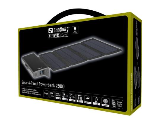SANDBERG Solar 4-paneeli Powerbank 25000