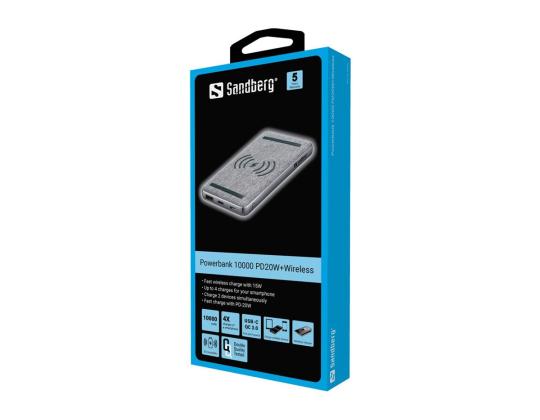 SANDBERG Powerbank 10000 PD20W+Wireless