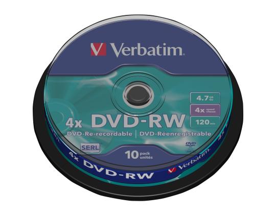 VERBATIM DVD-RW 120min 4,7GB 4x10 pakkaus