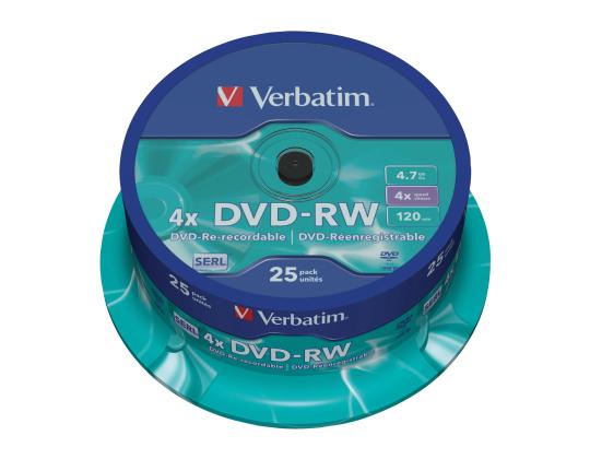 VERBATIM DVD-RW 120min 4,7GB 4x25 pakkaus