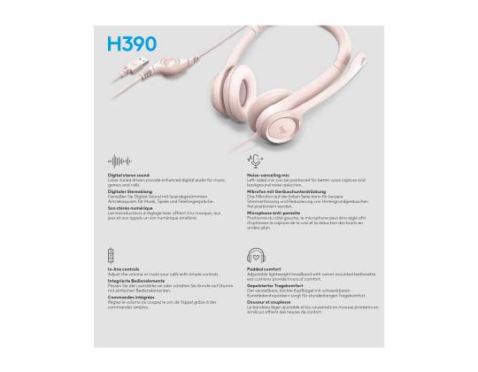 LOGI H390 USB-tietokonekuulokkeet - ROSE