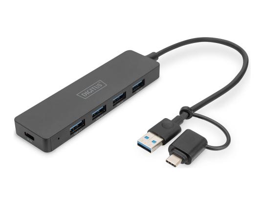 DIGITUS USB 3.0 -keskitin 4-porttinen Slimline