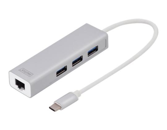 DIGITUS 3-porttinen USB3.0 Type C -keskitin