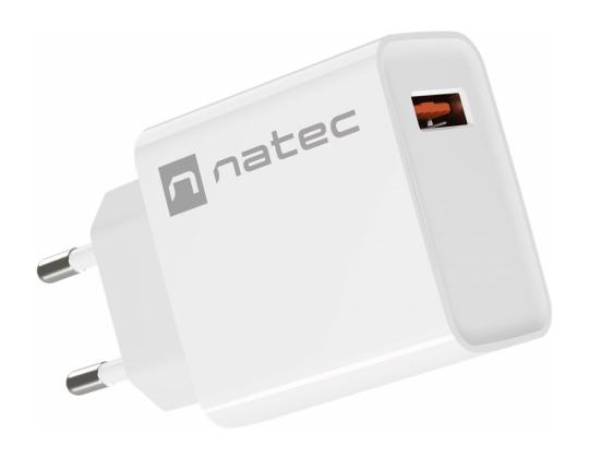 NATEC USB-laturi Ribera USB-A 18W valkoinen