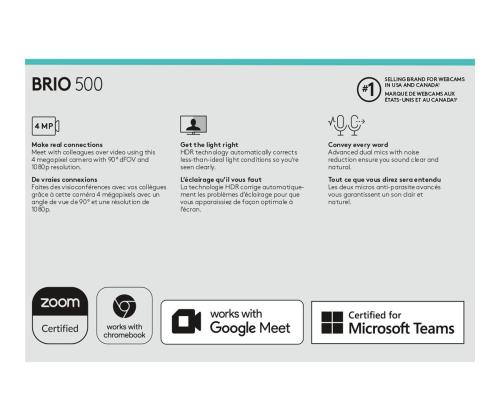 LOGI BRIO 500 webbikamera väri 1920 x 1080