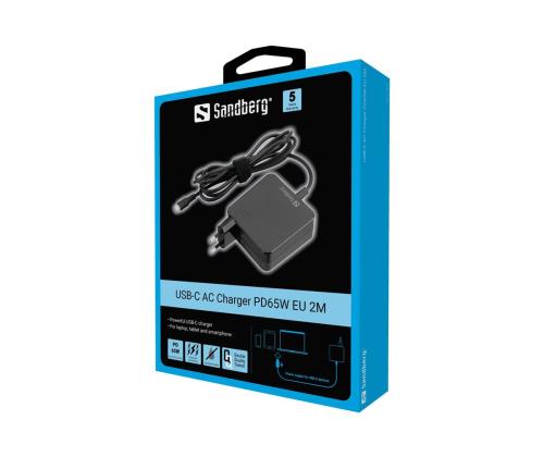 SANDBERG USB-C AC-laturi PD65W EU 2M