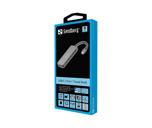 SANDBERG USB-C 13-in-1 -matkatelakka
