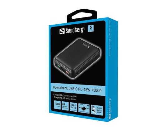 SANDBERG Powerbank USB-C PD 45W 15000