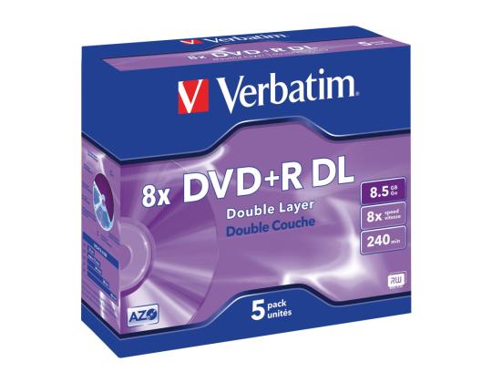 VERBATIM 5x DVD+R 8.5GB 8x DL