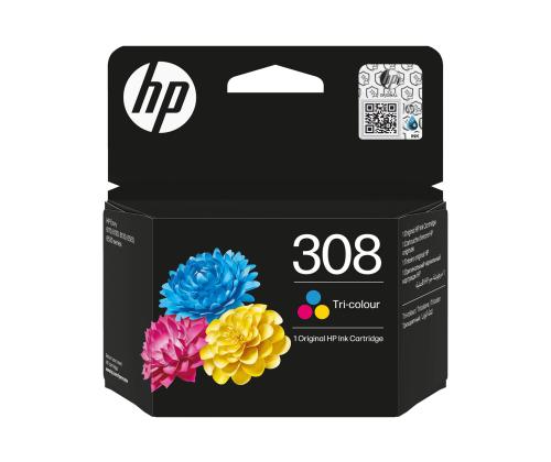HP 308 Kolmivärinen alkuperäinen mustekasetti