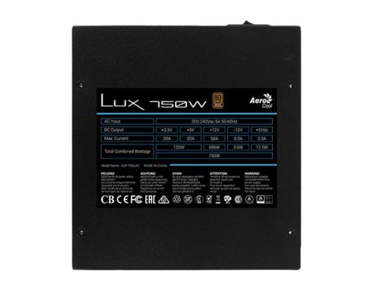 AEROCOOL PGS LUX 750W 80+ pronssivirtalähde