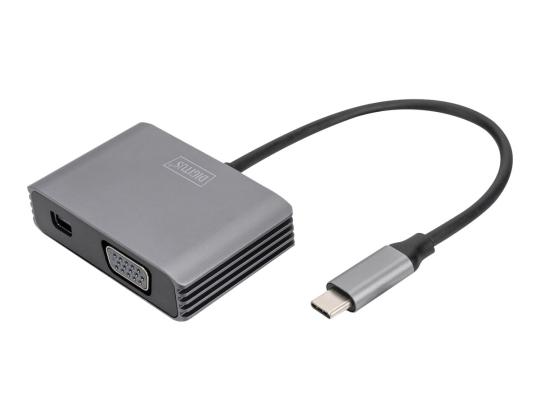 DIGITUS USB-C - mini DP+VGA-sovitin 20cm