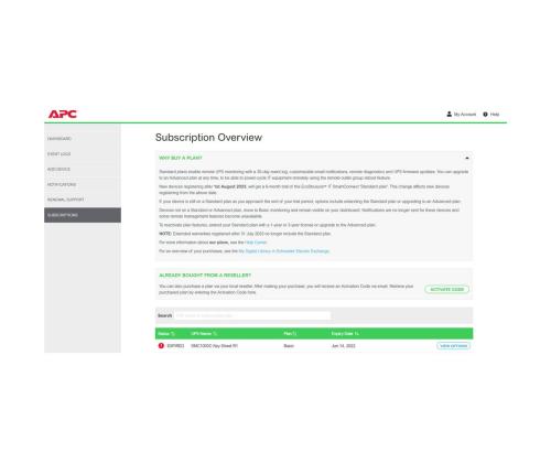 APC 1-UPS Standard 1Y suunnitelma Smart Connect