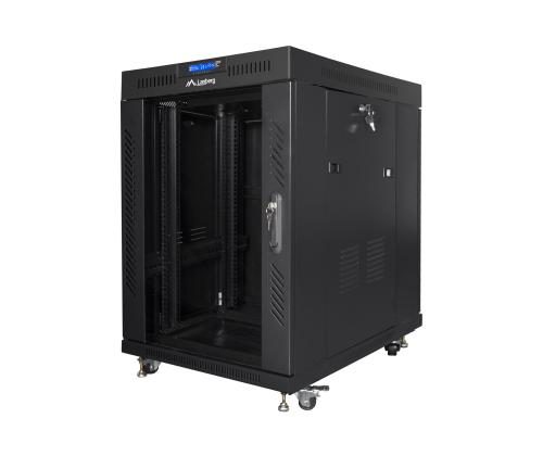 LANBERG-hyllykaappi 15U 600x800 lasinen