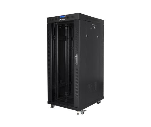 LANBERG-hyllykaappi 27U 800x1000 lasinen