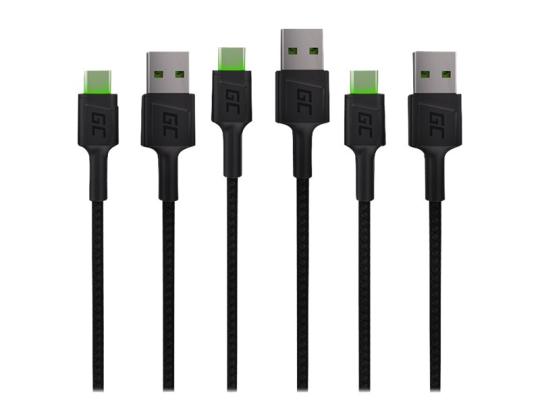 GREEN CELL 3x Kaapeli GC Ray USB-C 200cm