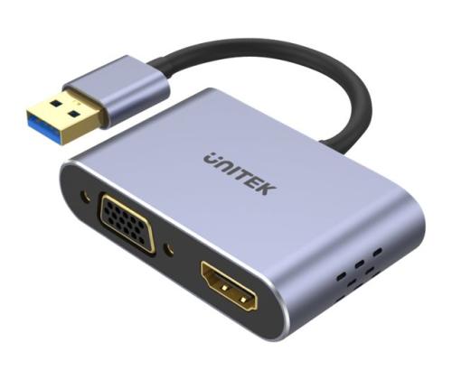 UNITEK V1304A -sovitin USB-A-HDMI VGA