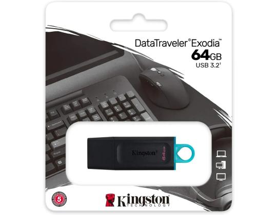 Muistitikku KINGSTON 64GB  USB 3.2 Exodia Black + Teal