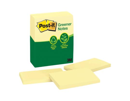 Viestilaput 76x127 Post-it Recycled 655 keltainen 6x100arkkia