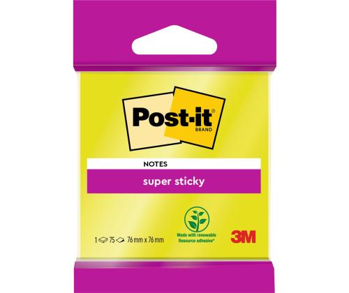 Muistiinpanopaperia 76x76mm POST-IT Super Sticky 654 lajitelma 75 arkkia
