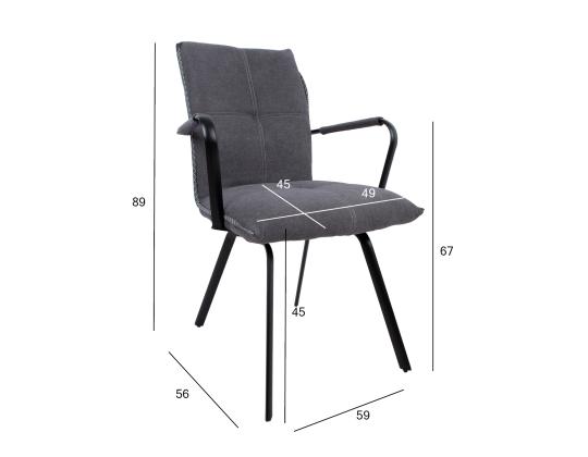 Tuoli EDDY käsinojilla 59x56xH89cm, harmaa