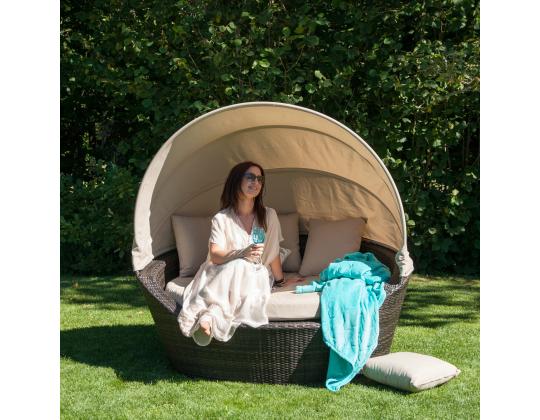 Sohva MINI MUSE katos 160x130xH70cm, tummanruskea/beige, alumiini, muovipunos