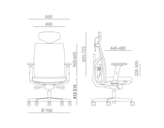 Tietokonetuoli/työtuoli TUNE 70x70xH111-128cm, musta