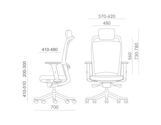 Tietokonetuoli/työtuoli FULKRUM 70x70xH114-129cm, musta nahka